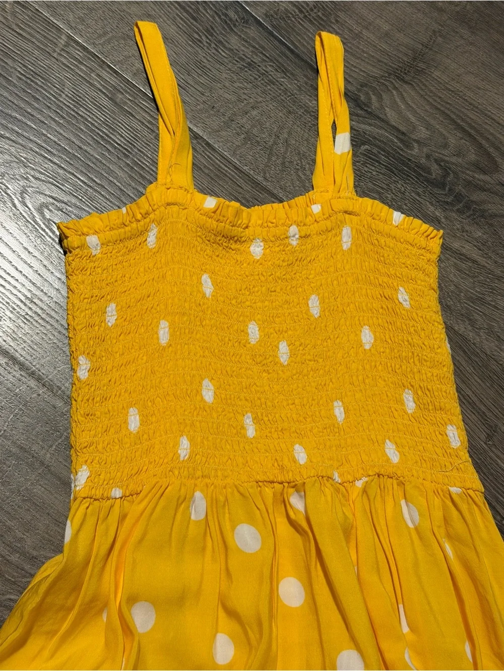 OshKosh B'gosh Yellow Polka Dot Smocked Sundress Girls 6/7